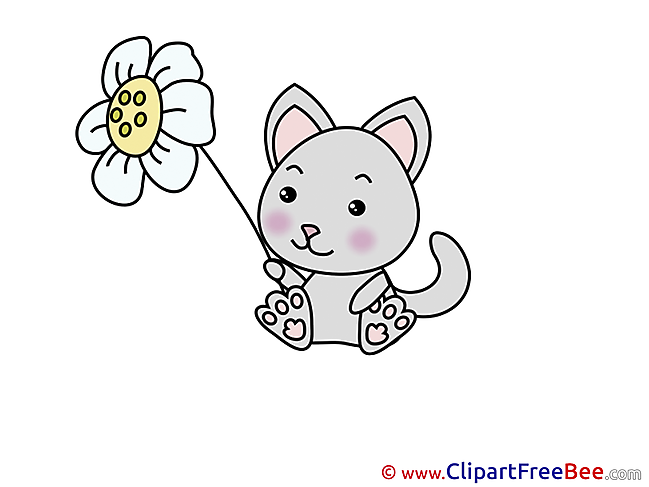 Flower Cat Clip Art download for free