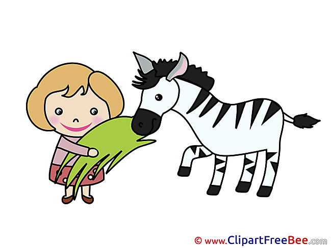 Girl with Zebra download printable Illustrations