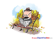 Bench Man reads Newspaper download Autumn Illustrations