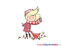 Broom Girl Clipart Autumn Illustrations