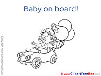 Balloons Car Baby on board Illustrations for free