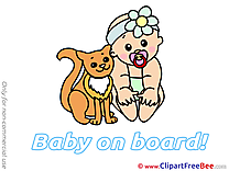 Cat printable Illustrations Baby on board