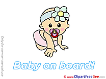 Clipart Crouch Baby on board Illustrations