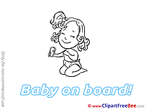 Girl download Baby on board Illustrations