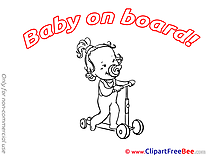 Scooter Clipart Baby on board Illustrations