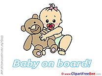 Teddy Bear Clipart Baby on board Illustrations