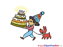 Dog Boy with big Cake Pics Birthday Illustration
