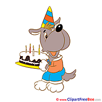 Dog with Cake printable Birthday Images