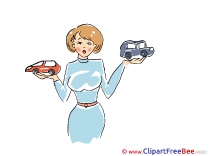 Toy Cars Lady printable Illustrations for free