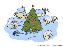 Village Christmas Tree Clip Art for free
