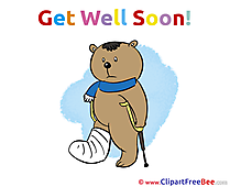 Crutches Gypsum Bear printable Illustrations Get Well Soon