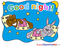 Animals Rabbit Bear Stars Moon Good Night download Illustration