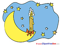 Candle Moon Stars printable Illustrations Good Night