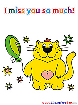 Cat Balloon free Illustration I miss You