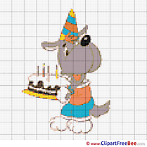 Wolf with Cake Patterns printable Cross Stitch