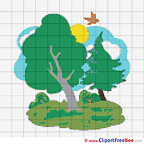 Trees printable Cross Stitches download