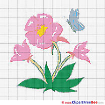 Butterfly Flower printable Cross Stitches  download
