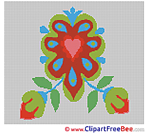 Heart Flowers download printable Cross Stitches