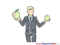Apples Man Office Clipart free Illustrations