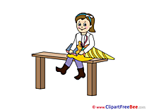 Bench Girl Textbook download First Day at School Illustrations