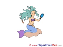 Mermaid Mirror Pics Fairy Tale Illustration