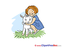 Girl with Goatling printable Illustrations for free