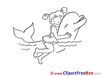 Dolphin with Girl Pics Vacation Illustration