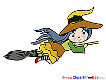 Broom Witch Girl Clipart Halloween Illustrations