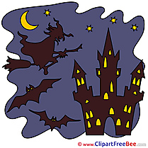 Chateau Castle Witch Pics Halloween Illustration