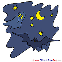Ghost Moon Bat Clip Art download Halloween