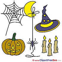 Holiday Hat Pumpkin Candles Halloween Clip Art for free