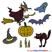 Image Pumpkin Bat Cat Clipart Halloween Illustrations