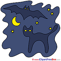 Moon Cat Bat Pics Halloween free Cliparts