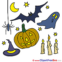 Spider Candles Pumpin Bat Cliparts Halloween for free