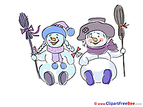 Brooms Snowmen free Cliparts New Year