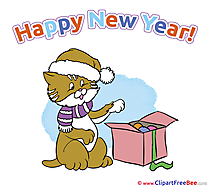 Cat Present New Year Clip Art for free
