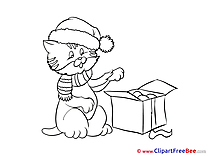 Cat with Present free Illustration New Year