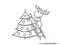 Ladder Coloring Deer New Year Clip Art for free
