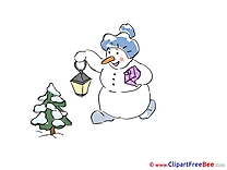 Lantern Snowman Clipart New Year Illustrations