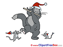 Music Cat Mice Cliparts New Year for free