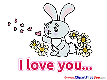 Rabbit Flowers Clip Art download I Love You