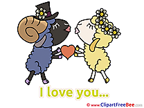Sheeps Flowers Heart Cliparts I Love You for free