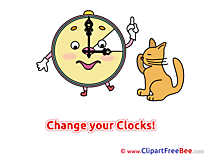 Cat Clock Pics Summer Illustration