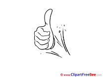 Coloring Hand Clipart Thumbs up Illustrations
