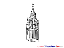 Big Ben London Cliparts printable for free