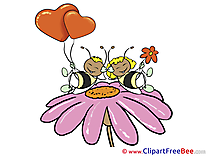 Bee Flower Clipart Valentine's Day Illustrations