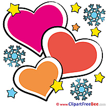 Snowflakes Hearts Clipart Valentine's Day Illustrations