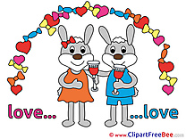 Bunnies Glasses of Wine Cliparts Wedding for free