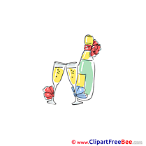 Champagne Pics Wedding Illustration