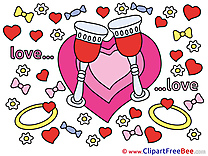 Glasses Heart Rings Clipart Wedding Illustrations